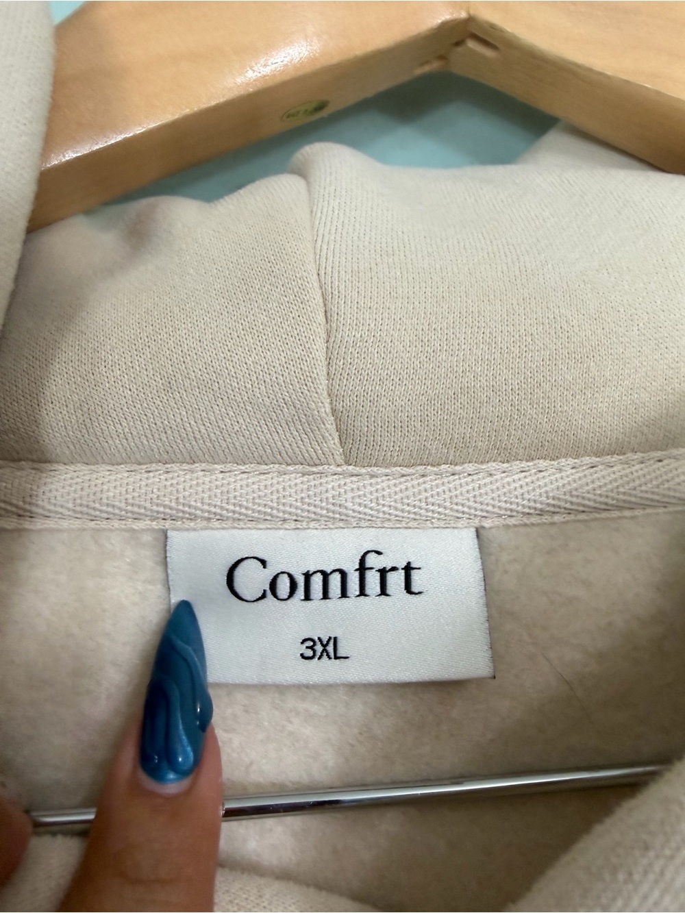 Comfrt Hoodie Beige Cream Size 3XL Pullover Extra Soft Heavy Thick - Picture 5 of 7